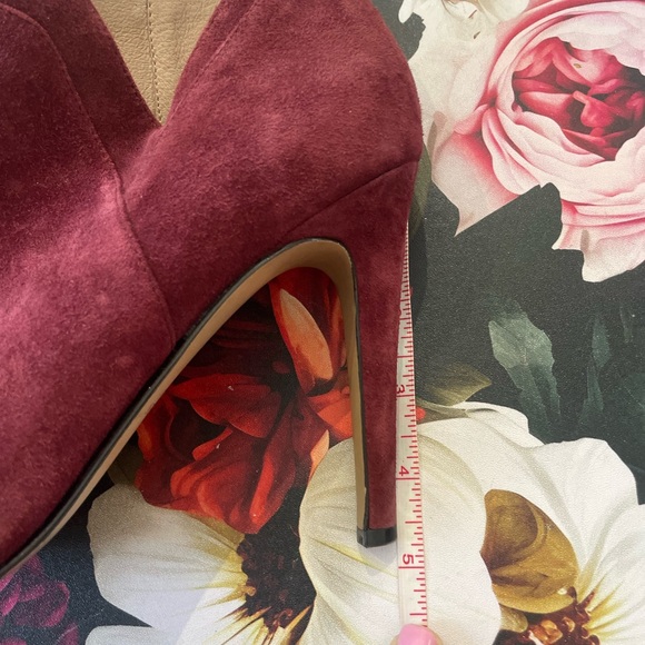 Ava & Aiden Burgundy Suede Pointed Ankle Booties - Picture 6 of 9